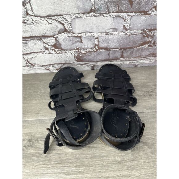 Free People Marianne Black Leather Platform Gladiator Strappy Sandals Women 41EU - Picture 7 of 16